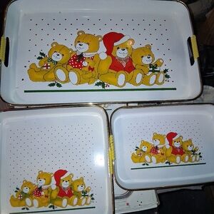 Vintage Laquered 3pc Tray Set